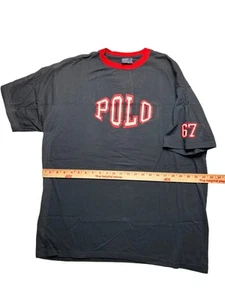 Polo Ralph Lauren Vintage 90s Men's Gray T-shirt Size Large Red Polo Lettering - Picture 1 of 2