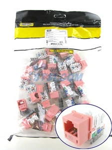 Hubbell HXJ6PK25 XCelerator Universal Wired Cat6 Jack, 25 Pack, Pink ~STSI - Picture 1 of 5