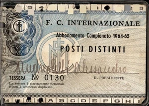 tessera stadio Inter 1964-65 Distinti (0130) - Foto 1 di 2