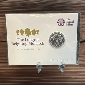 2015🔥999 Fine Silver 1/2oz £20 Great Britain Longest Reigning Monarch #02-76 UK - Picture 1 of 4