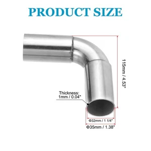 1 1/4" (32mm) ID 90 Degree Elbow Fitting, Stainless Steel Pipe Connector New _ - Imagen 1 de 5