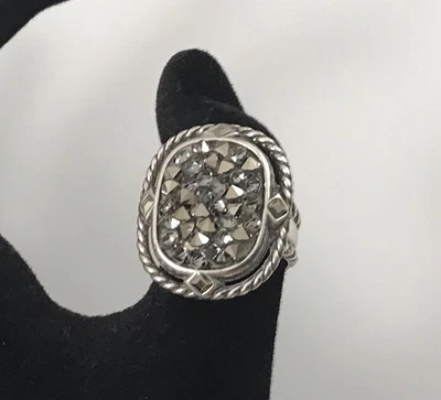 Brighton Crystal Rocks Ring Size 6 Silver, Metallic Grey Hues Crystals. #832 - Image 1 of 4