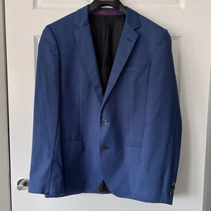 Hugo Boss Hutson Traje Chaqueta Calce Ajustado Para Hombre 48R UK 38R US Azul Lana Virgen Deporte - Imagen 1 de 21