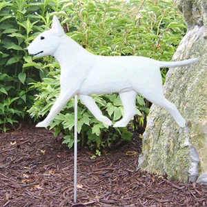 Bull Terrier Outdoor Garden Sign Hand Painted Figure White - Picture 1 of 1