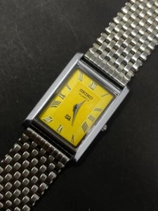 Seiko Slim YELLOW DIAL -SILVER CASE Watch - FREE SHIPPING - Picture 1 of 9