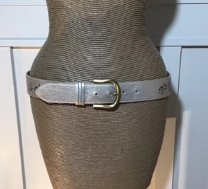 Vintage Betsy Johnson Gold Silver Rose Cut Belt Large Gliver - Picture 1 of 6