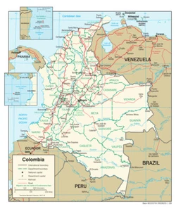 Kolumbien Straße Autobahn Transport Karte Land Nation Poster Druck XL - Bild 1 von 1