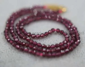 Natural Dark Red Garnet Faceted Round Gemstone Beads Necklace 14-50 inch 3mm 4mm - Picture 1 of 5