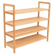 New 4 Tier Shoe Rack Natural Bamboo Wooden Organizer Stand Storage Shelf Unit