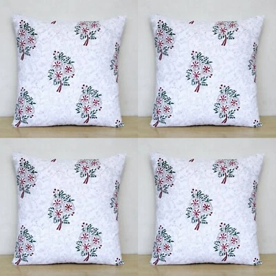 Juego de fundas de cojín funda de almohada de algodón 16x16 bloque de mano indio floral de varias piezas Foto 1 de 4