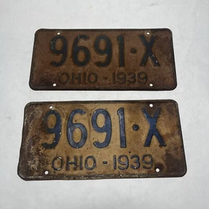 1939 Ohio License Plate Pair 2 Plates - Picture 1 of 5
