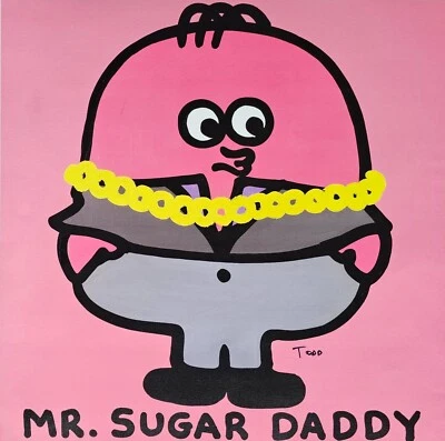 Todd Goldman Mr Sugar Daddy FIRMADO A MANO divertido humor arte lienzo 30/47 excavador de oro Foto 1 de 4