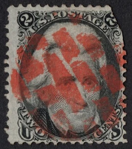 US Sc# 85B USADO { 'SCARCE "Z GRILL 2c BLACK JACK } ROJO CANCELAR 1867 CV$ 1.200,00 - Imagen 1 de 5