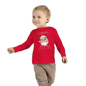 Personalized Matching Family Christmas Santa Cousin Crew Toddler Long Sleeve - Picture 1 of 5