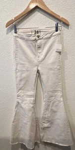FREE PEOPLE We the Free Women’s Size 26 White Flare Stretch Jeans Bell Bottom - Picture 1 of 9