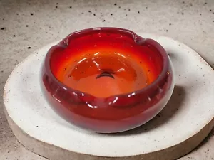 1950er Blenko Bubble Aschenbecher B-508 seltene Amberina Farbe leuchtet unter UV-Licht - Bild 1 von 17