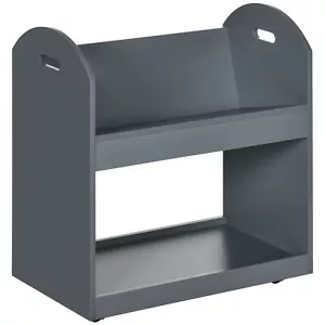 HOMCOM 2-Tier Storage Shelves Kitchen Cart Shelf Unit with Wheels, Grey - Picture 1 of 11
