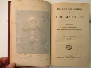 MACAULAY’S LIFE AND LETTERS By G. Otto Trevelyan 1875 Hardcover 2 volumes in 1 - Picture 1 of 12