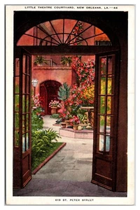 New Orleans Little Theater Courtyard 619 St. Peter Street Glass Doors Flowers - Picture 1 of 2