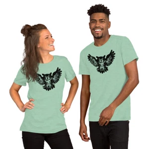 Camiseta unisex de manga corta con temática de búho para hombres y mujeres vida silvestre - Imagen 1 de 12