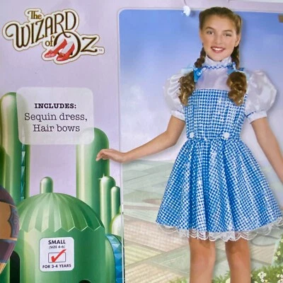 Niñas EL MAGO DE OZ DOROTHY Vestido DISFRAZ HALLOWEEN Pequeño 4-6 Rubíes Lentejuelas Foto 1 de 4