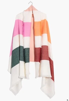 Madewell Manta Bufanda Arco Iris Rayas Envoltura Sarong Blanco Rosa Verde Rojo Naranja Foto 1 de 4