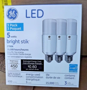 3 Pack GE LED5.5LS3/827 Tubular LED Light Bulb (3) lamps - Picture 1 of 8