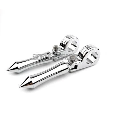 Protetor de motor cromado 1,5" barra de colisão rodovia Spike Foot Pegs para Harley Davidson - Imagem 1 de 4