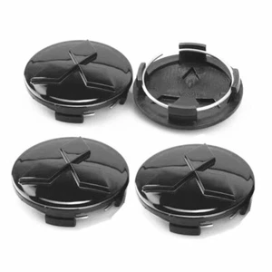 4x 60 mm per Mitsubishi auto coprimozzo emblema copricerchio copriruota nero - Foto 1 di 5