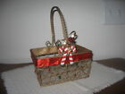 Christmas Card Basket 8"x6"x4" Gold-Colored Steel w 10" Tall Wire Twist Handle