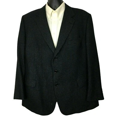 Vintage Hyman Big and Tall Tallia Uomo Sport Coat Jacket 46R Black Gray Wool - Image 1 of 4