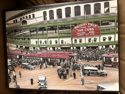 Wrigley Field Canvas 16 X 12 Wood Frame Sturdy Lightweight - Image 1 of 2