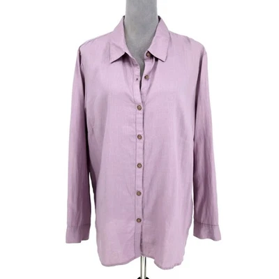 Blusa Coldwater Creek Top Mujer XL Lino Lavanda Camisa Larga Resort Playa Foto 1 de 4