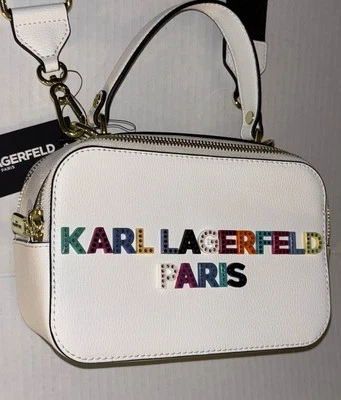 NUEVO CON ETIQUETAS Karl Lagerfeld Paris Simone Bandolera Tachonada Cámara Cartera Bolso Colorido Foto 1 de 4