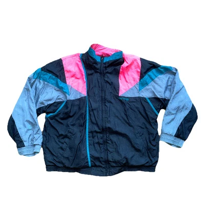 Chaqueta de neón vintage Oleg Cassini con cremallera talla XL Foto 1 de 4