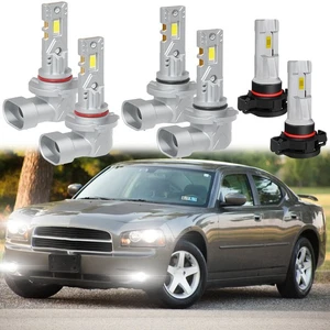 For 2010 Dodge Charger Combo 6x LED Headlight Hi/Low Beam Fog Light Bulbs 6000K - Picture 1 of 17