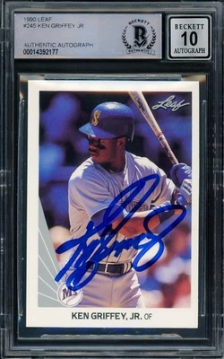 ¡OFERTA! Tarjeta hoja 1990 firmada automáticamente por Ken Griffey Jr. 245 Mariners automática GM 10 Beckett Foto 1 de 2
