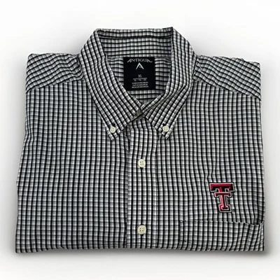 Camisa de manga larga con botones Texas Tech Red Raiders para hombre XL negra rejilla a cuadros Foto 1 de 4