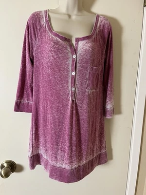 Moneda 1804 Top Henley Talla L Shibori Tie Dye Arte para Usar Rosa Manga Larga Foto 1 de 4