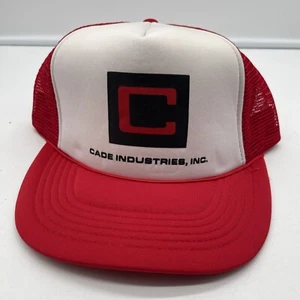 Vintage SnapBack Cade Industries Trucker Mesh Back Rope On Brim Red & White Foam - Picture 1 of 8