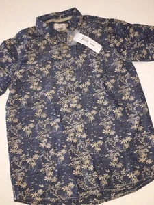 NWT 3XL 14 Yr PEEK Aren't You Curious Boy Chambray Palm Aloha Shirt Top - Picture 1 of 4