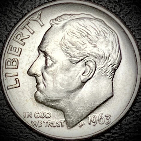 1963 D Roosevelt Dime - Unc - 90% Silver 10C Cover