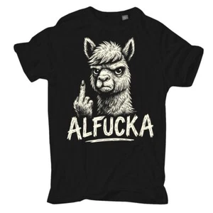 Herren T-Shirt Alfucka witziges Alpaka Lama mit Mittelfinger funshirts S bis 8XL - Bild 1 von 13