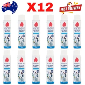 NewPort 300ml purified Butane Gas fills every lighter wholesale qty of 12 cans - Picture 1 of 2