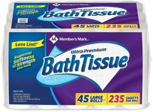 Pañuelo de baño ultra premium suave y fuerte, rollo grande de papel higiénico de 2 capas, 235 Sh - Imagen 1 de 12
