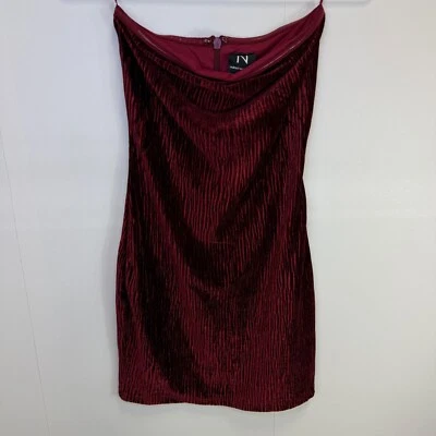 Mini Vestido Naked Armario Pana Terciopelo Sin Tirantes Bodycon Fiesta Borgoña XS Foto 1 de 4