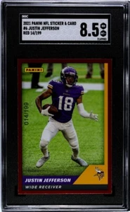 2021 Panini Justin Jefferson Sticker And Card 14/199 Made In ITALY Sgc 8.5 - Picture 1 of 2