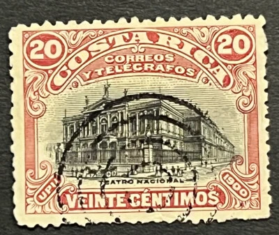 Travelstamps: Costa Rica Telegraph Stamp 20 Centesimo Used Bullseye Cancel - Image 1 of 4