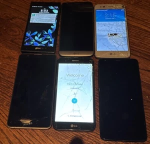 Lot of 6 LG G5 Grace K8 Stylo 2&4 Aristo BROKEN Cracked Glass Sold AS IS - Picture 1 of 2