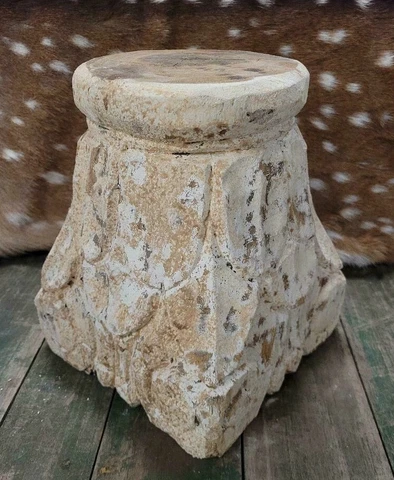 Carved Wooden PEDESTAL Base RISER ARCHITECTURAL Capital Cheese Cake Plant Stand Cover